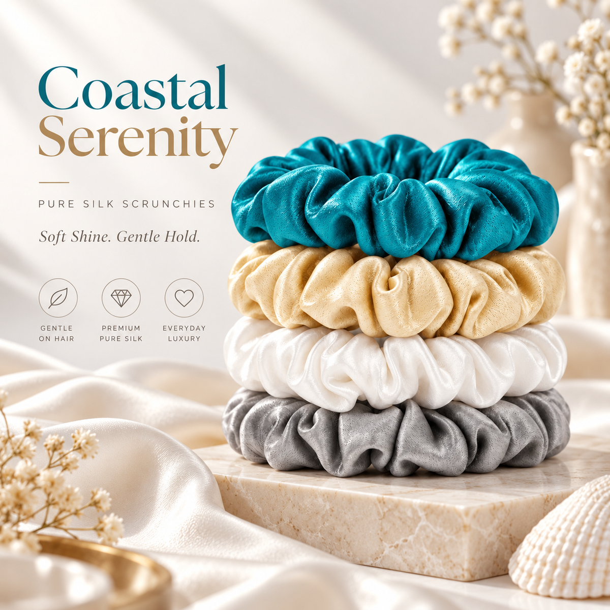 Pure Silk Scrunchies for Hair