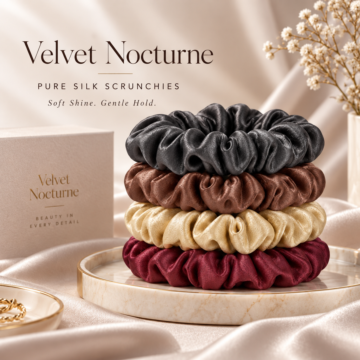 Pure Silk Scrunchies for Hair